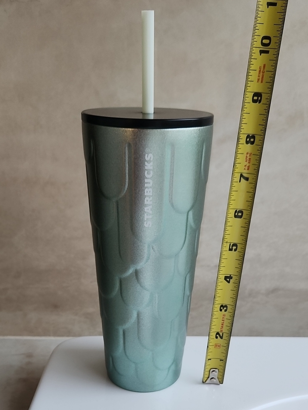 Starbucks Green Merallic Embossed Metal Tumbler - Picture 5 of 5